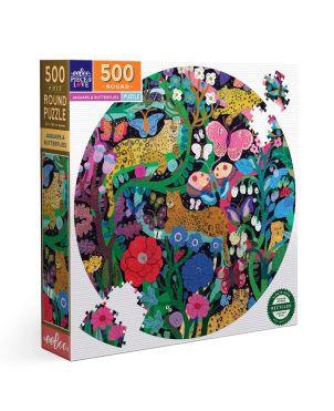 Round Puzzle 500pcs, Jaguars and Butterflies